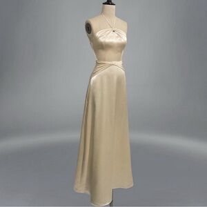 White Satin Dress - formal wedding receiption engagement bridal shower